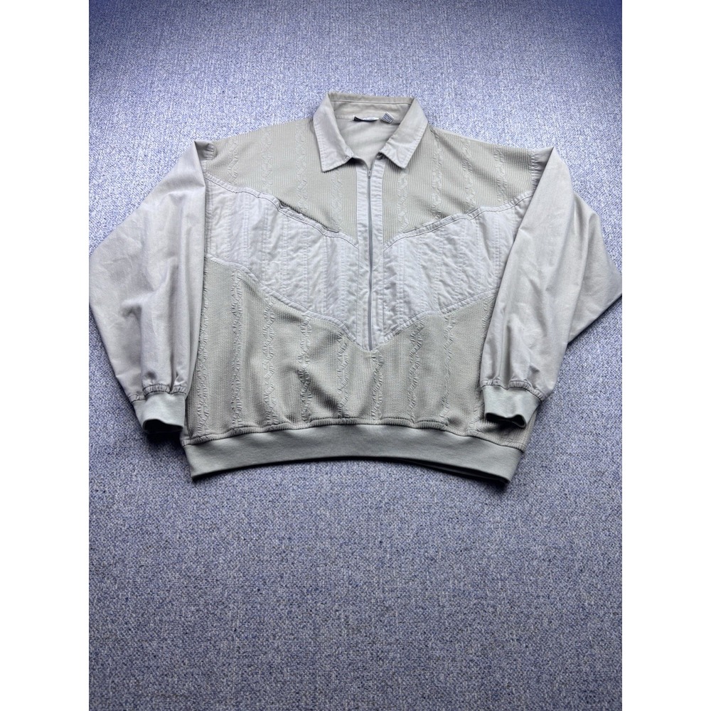 Alexxus Exclusive 1/2 Zip Men's Pull Over Shirt Jacket Beige Men's 2x